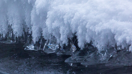 飛沫氷　冬の川