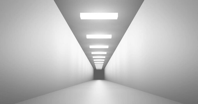 endless corridor minimal futuristic 3d animation seamless loop, moving forward, 60fps, 4k