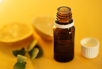 lemon essantial oil in the bottle