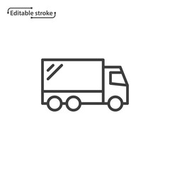 Truck line vector icon. Editable stroke. 