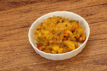 Relish sauce with cucumbers and mustard