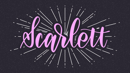 Fototapeta na wymiar Scarlett Name Vector Typography with Starburst