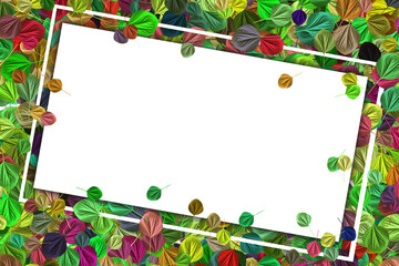 Blank white paper on frame leaves. for add text or presentation products. autumn leaves or the spring concept.