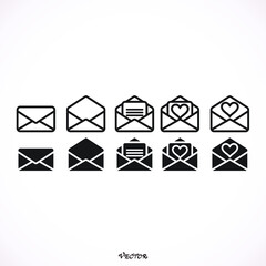 set Envelope Icons in trendy flat style isolated on white background. Mail symbol for your web site design, logo, app, UI. Vector illustration, EPS10.