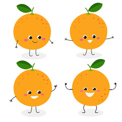 Grapefruit cartoon character emoticon set vector illustration