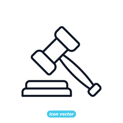 Judge Gavel justice icon. Judge Gavel law symbol template for graphic and web design collection logo vector illustration