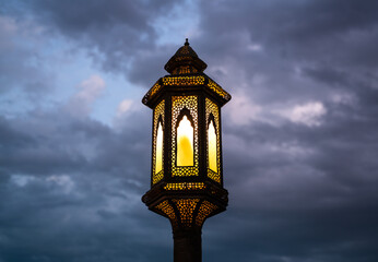 Fototapeta na wymiar Morocco style lamp at a mosque in Qatar