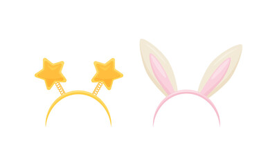 Funny Headbands with Star and Bunny Ears Vector Set