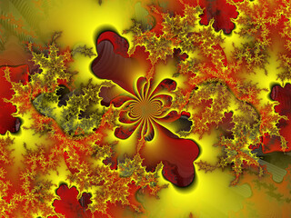 Orange yellow red golden abstract background with butterflies