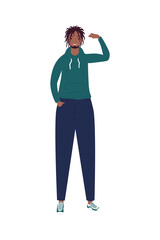 young strong afro man avatar character