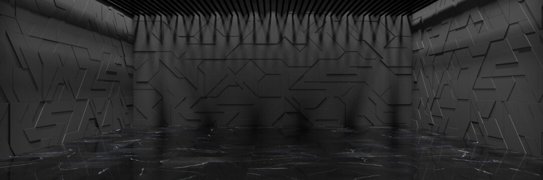 Dark Futuristic Interior (3D Illustration)