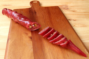 Pieces of Cut Georgian Traditional Sweets Called Churchkhela, a Candle Shaped Nuts Coating with Grape Juice Candy Stick