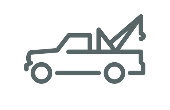 recommend clip art: Icon, line silhouette of wrecker, tow car outline