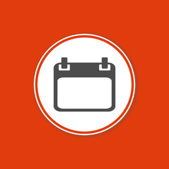 Kalender Icon in weißem Kreis auf rotem Hintergrund