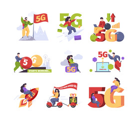 5g technologies. Telecommunication fast mobile network future technologies cellular broadcasting good connection garish vector business concept illustration. Mobile technology 5g internet