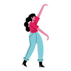 happy young woman dancing avatar character