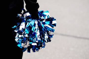 Cheerleader with pompoms during game