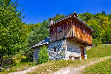 Fototapeta na wymiar Old traditional wooden house in Serbia