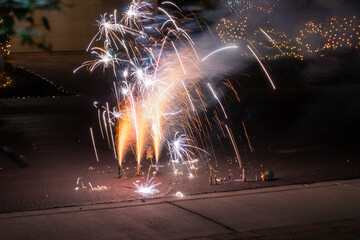 Firecracker party during holidays at home with family
