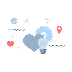 heart and bulb icon concepts. vector illustration.