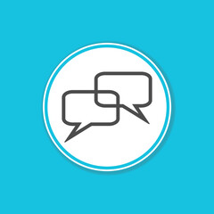 Fototapeta premium Kontakt Icon in weißem Kreis auf blauem Hintergrund