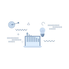 Obraz premium Laptop with graph icon concepts. vector illustration.