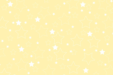 Lot of different white stars on a yellow background