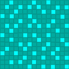 Turquoise and green seamless square mosaic background