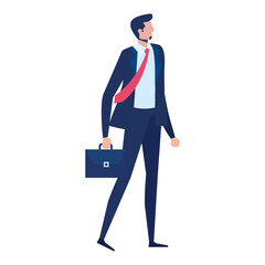 elegant businessman worker with portfolio standing character vector illustration design