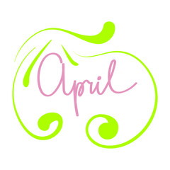 Fototapeta premium Vector illustration of isolated spring lettering with abstract elements. Calligraphy quote on white background. Handwritten typography design. Can be used for flyers, banners or posters. 