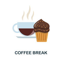 Coffee Break flat icon. Color simple element from coffee collection. Creative Coffee Break icon for web design, templates, infographics and more