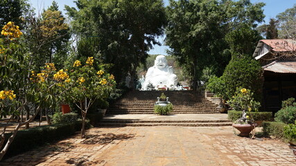 a Buddha statue at the Linh An Pagoda in Da Lat, Province La Dong, Vietnam, February