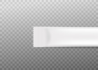 Half of blank white food stick pack, realistic vector illustration isolated.