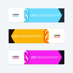 abstract geometric web design banner template isolated on dark grey background