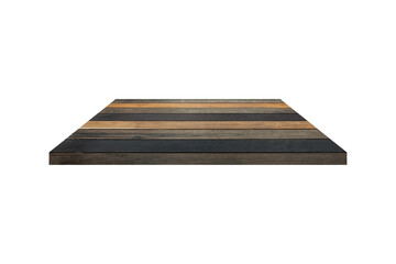 Wood shelf isolated on white background with clipping path.