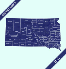 South Dakota counties map labeled