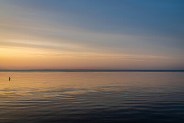 Amazing sunset on the Lac Saint Jean with beautiful warm and cold colors, Quebec Province, Canada, for a great wallpaper