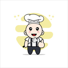 Cute geek boy character wearing chef costume.