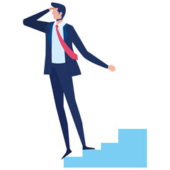 elegant businessman worker standing in stairs character vector illustration design