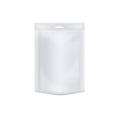 White doy pack mockup - realistic blank plastic bag with sealed edge