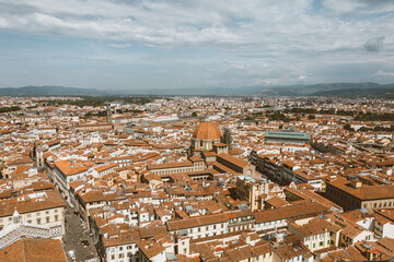 Fototapeta premium Aerial panoramic view of city of Florence from cupola of Florence Cathedral