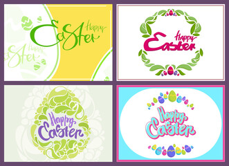 Collection of Easter posters. Beautiful holiday cards.