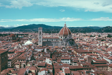 Fototapeta premium Aerial panoramic view of Florence city and Cattedrale di Santa Maria del Fiore