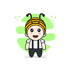 Obraz na płótnie Canvas Cute geek boy character wearing bee costume.