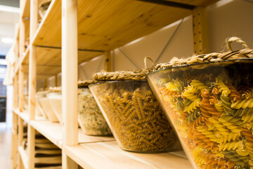 Self service bulk organic food. Eco-friendly zero waste shop. Small local business. Pasta, macaroni and noodles