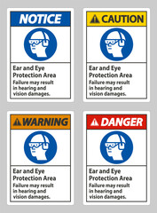 Ear And Eye Protection Area, Failure May Result In Hearing And Vision Damages