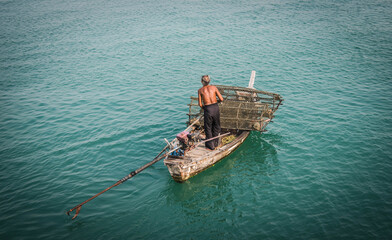 Local fishing boats catch fish crabs at Pattaya Bay, Thailand