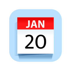 Fototapeta premium January 20. Calendar Icon. Vector Illustration.