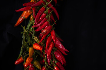 dried red hot peppers for paprika. capsicum healthy natural ingredient for for spicy food