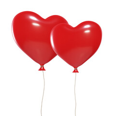 Obraz na płótnie Canvas balloons in shape of heart, red, valentine's day, isolated on white background, 3D render